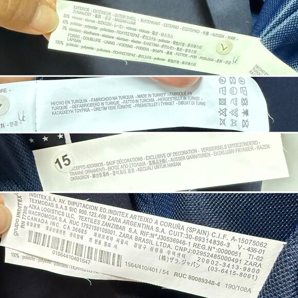 Zara Man Blazer Mens  Size 44 Navy Blue Suit Jacket Two Button - Picture 10 of 16